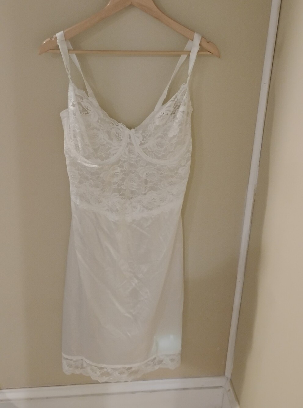 Vintage 1970s 1980s Private Lives Sheer Bust Underwire Slip Dress 38DD